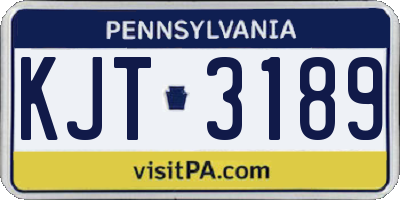 PA license plate KJT3189