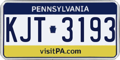 PA license plate KJT3193
