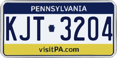 PA license plate KJT3204