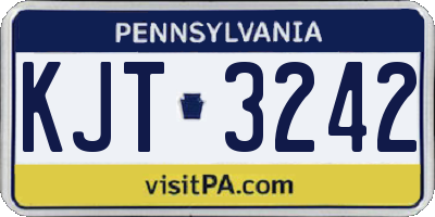 PA license plate KJT3242