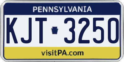 PA license plate KJT3250