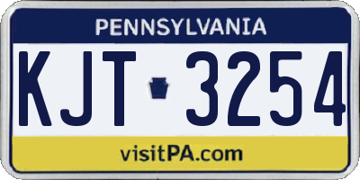 PA license plate KJT3254