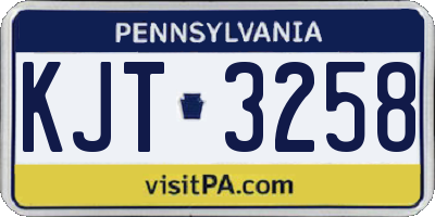 PA license plate KJT3258