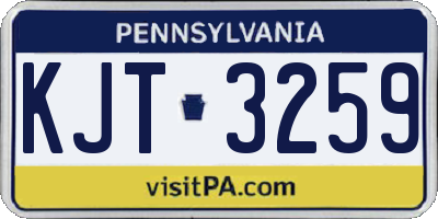 PA license plate KJT3259