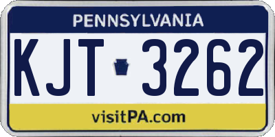 PA license plate KJT3262