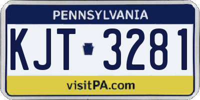 PA license plate KJT3281