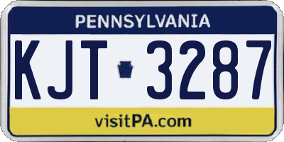 PA license plate KJT3287