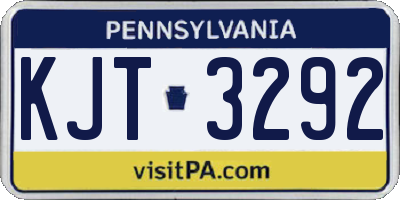 PA license plate KJT3292