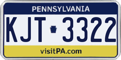 PA license plate KJT3322