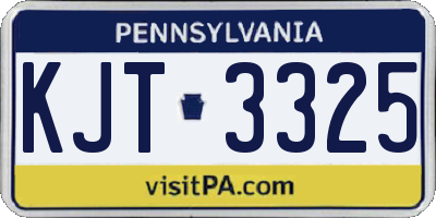 PA license plate KJT3325