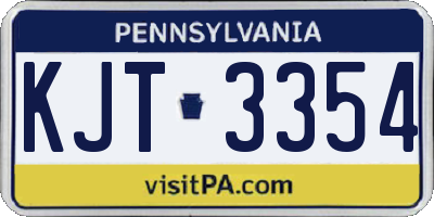 PA license plate KJT3354