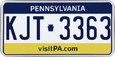 PA license plate KJT3363