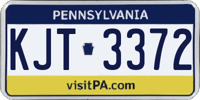 PA license plate KJT3372