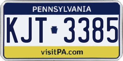 PA license plate KJT3385