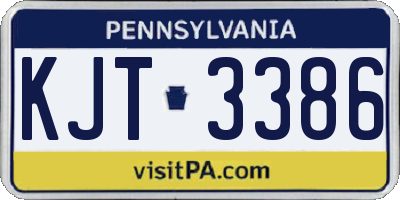 PA license plate KJT3386