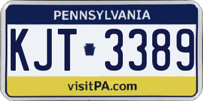 PA license plate KJT3389