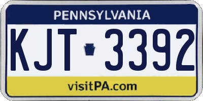 PA license plate KJT3392