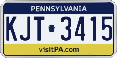 PA license plate KJT3415