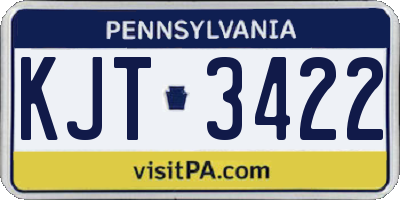 PA license plate KJT3422