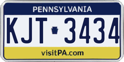 PA license plate KJT3434