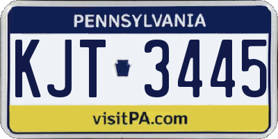 PA license plate KJT3445