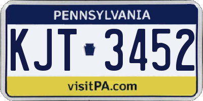 PA license plate KJT3452