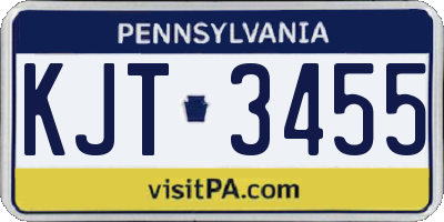 PA license plate KJT3455