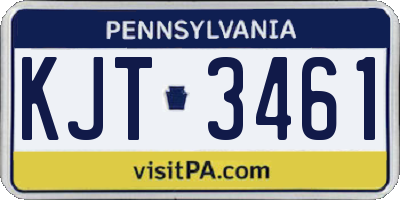 PA license plate KJT3461