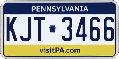 PA license plate KJT3466