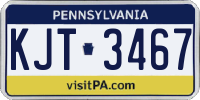 PA license plate KJT3467