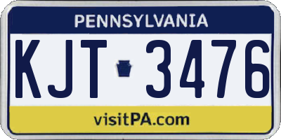 PA license plate KJT3476
