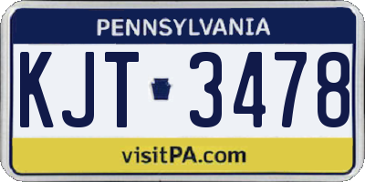 PA license plate KJT3478