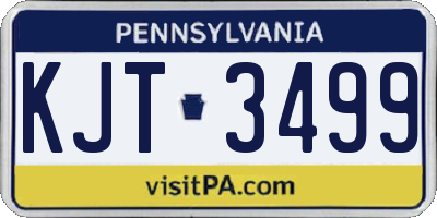 PA license plate KJT3499