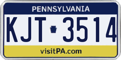 PA license plate KJT3514