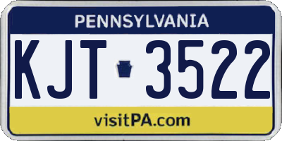 PA license plate KJT3522