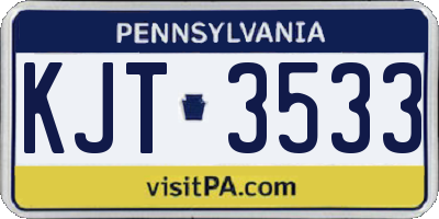 PA license plate KJT3533