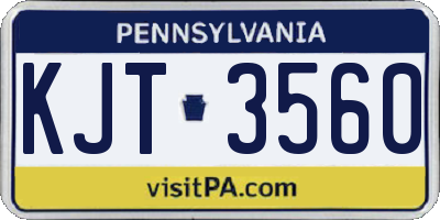 PA license plate KJT3560