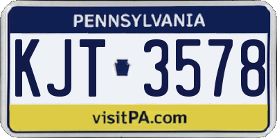 PA license plate KJT3578