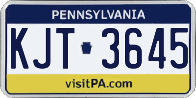 PA license plate KJT3645