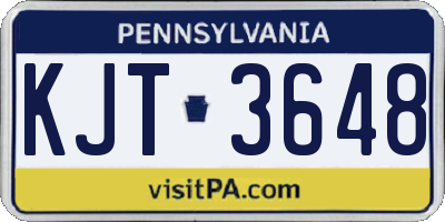 PA license plate KJT3648