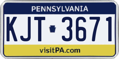 PA license plate KJT3671