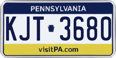 PA license plate KJT3680