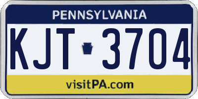 PA license plate KJT3704
