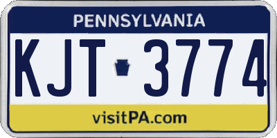 PA license plate KJT3774