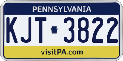 PA license plate KJT3822