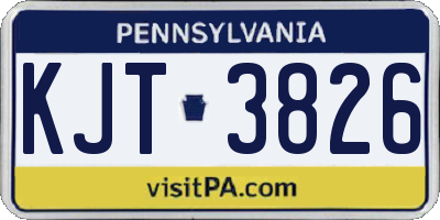 PA license plate KJT3826