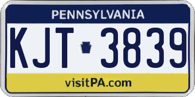 PA license plate KJT3839