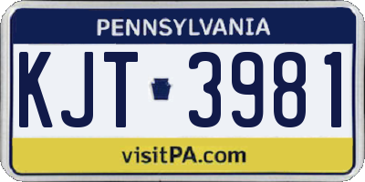 PA license plate KJT3981