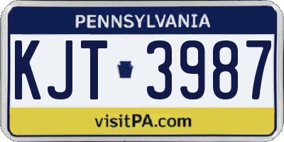 PA license plate KJT3987