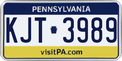 PA license plate KJT3989
